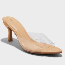 Pointed Clear Kitten Heel Mule Heel 6.5