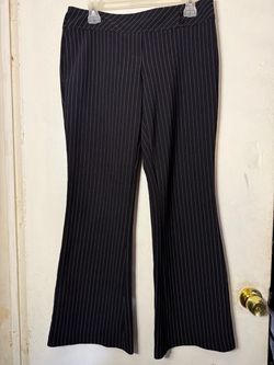 Black Pinstripe Flare Dress Pants