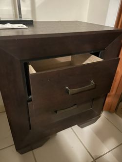 Two Night Stands Solid Dark Wood 