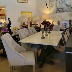 Marble Top Dining Table + 4 Chairs