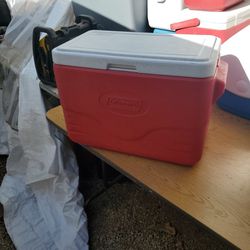 Ice Chest Cooler By Coleman  Red And White  I ASK $25.00