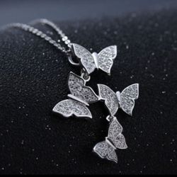 N66- 925 Sterling Silver Butterfly Necklace!