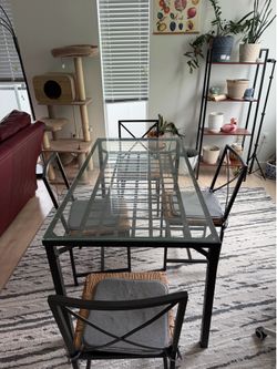 Glass Dining Room Table w/ 4 Chairs