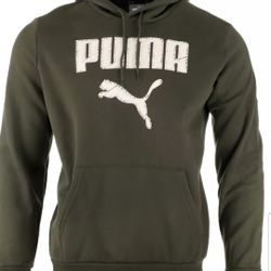 PUMA FAUX EMBROIDERED MEN'S THICK HOODIE SWEATER SIZE XLARGE FOREST NIGHT IVORY GLOW DARK BROWN BRAND NEW WITH TAGS CHECK WITH TAGS CHECK OUT MY OFFER