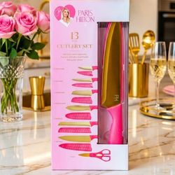 13 Piece knife Set, Paris Hilton, High-Carbon Stainless Steel (Gold & Pink), pickup or delivery