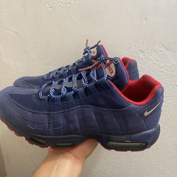 Nike Air Max 95 Premium MIDNIGHT NAVY RED WHITE, Size 11 