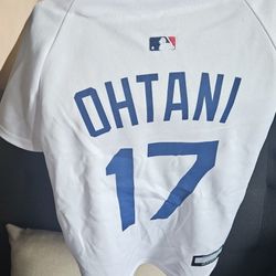 Large Pets MLB Los Angeles Dodgers Dog Jersey White Shohei Ohtani #17