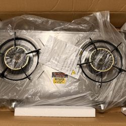 TWO BURNER STAINLESS STEEL PORTABLE STOVE