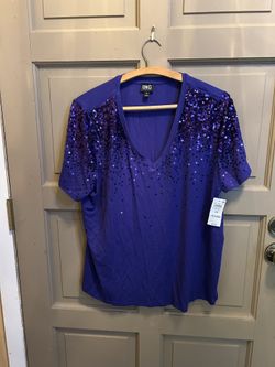 INC Purple Sequin Top