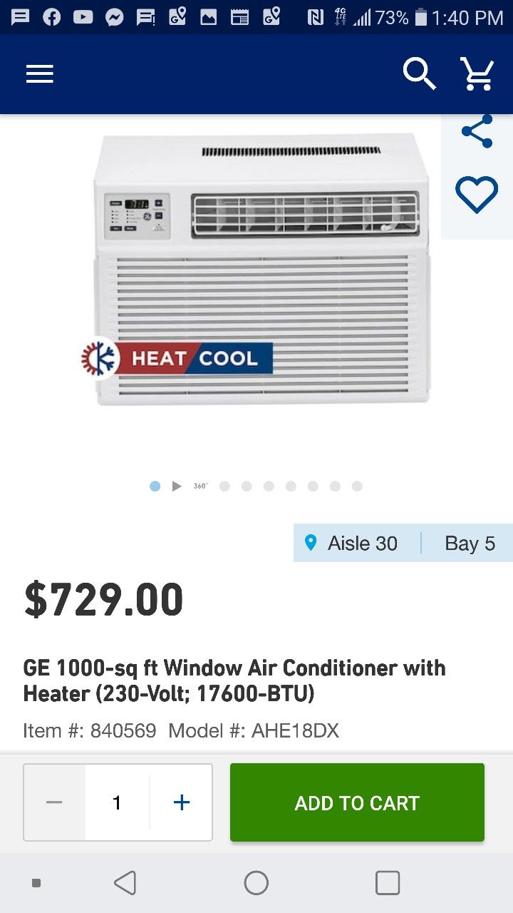 New heat and cool window unit 17,600 btu ac and 11,000 btu heat