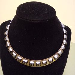 Copper Tone Choker Metal With Silver Tone Studs 