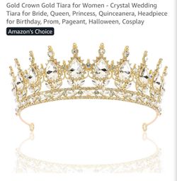 Gold Iridescent Crystal Crown Tiara
