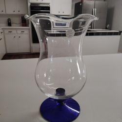 Princess House Crystal Sapphire Large Scalloped 11" Hurricane Vase