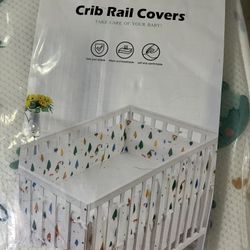 Crib Rail Covers Standard Size Dinosaur Theme NEW