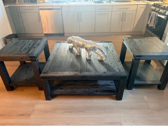 Solid Acacia Wood Square Coffee Table and 2 end tables (manufactured by Modus Furniture)