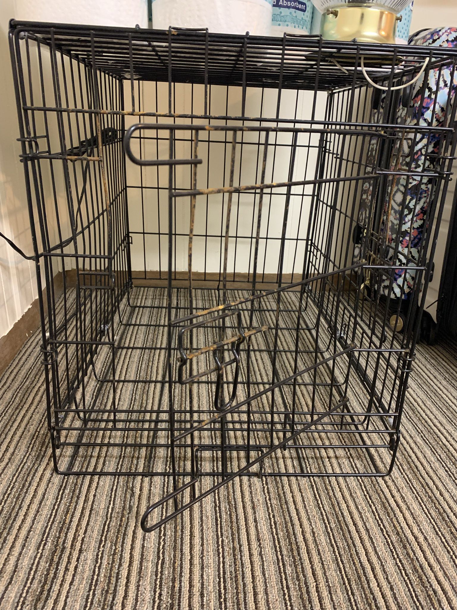 Dog Crate And Metal Tray