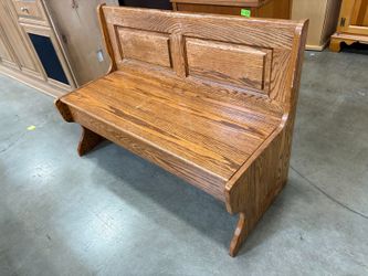 Vintage Natural Finished Wooden Bench with Under Seat Storage