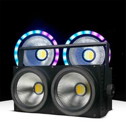 Bauer Lighting Double Barrel 200W Dual White LED Blinder w/ RGB Rings