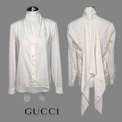 GUCCI Women’s Blouse Top Ivory Size 40 IT 4US Small