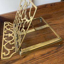Vintage Ornate Brass Adjustable Book Stand / Lectern