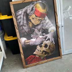 Large Skeleton Tattooing wall Canvas 