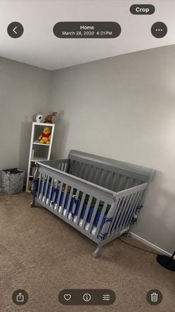 Grey Convertible Crib with Matching Dresser