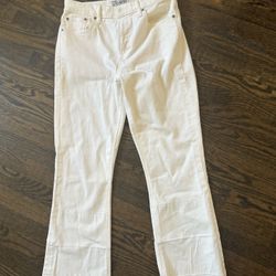 Women’s 6 Lucky Mini Boot Cut White Jeans 