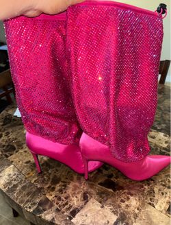Pink heel boots size 10