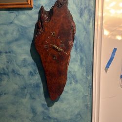 Clock On Burl Wood