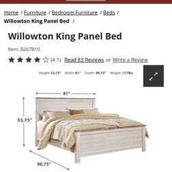 Willowton bed Frame- Ashely furniture 