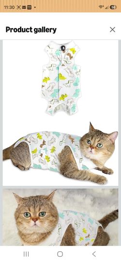 ANWA Cat Recovery Suit Female, Breathable Cat Surgery Recovery Suits
Widened Abdomen Area, Cat Onesie Gentle on Sensitive Skin, Dinosaur, Medium