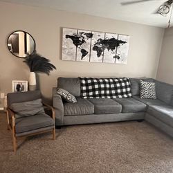 Furniture Bundle : Couch , Chair , 2 Side Tables , 2 Cafe Tables & mirror 