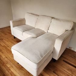 CUTE pearl-colored loveseat sectional😍