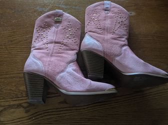 Dingo Pink leather & suede boots