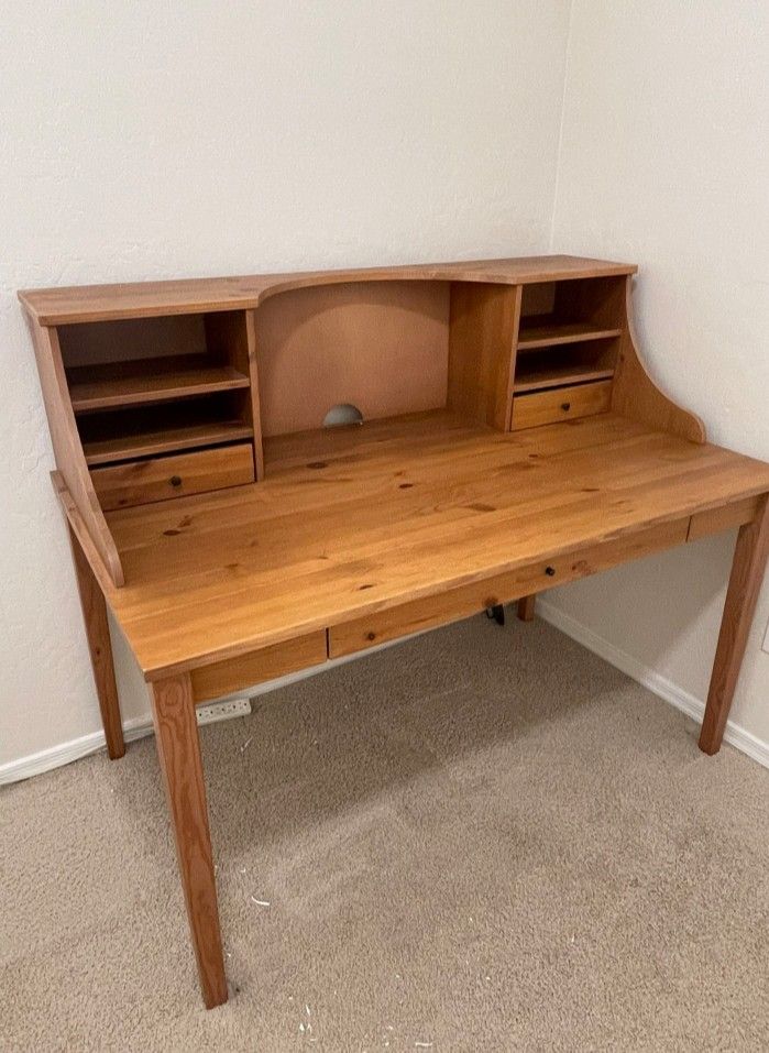 Ikea Wooden Desk W 3 Drawers