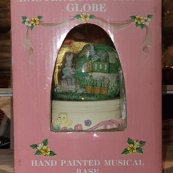 Easter Bunny Water Globe Handpainted Musical Base