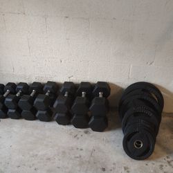 TKO Rubber Costed Dumbbell And Plates With Bars