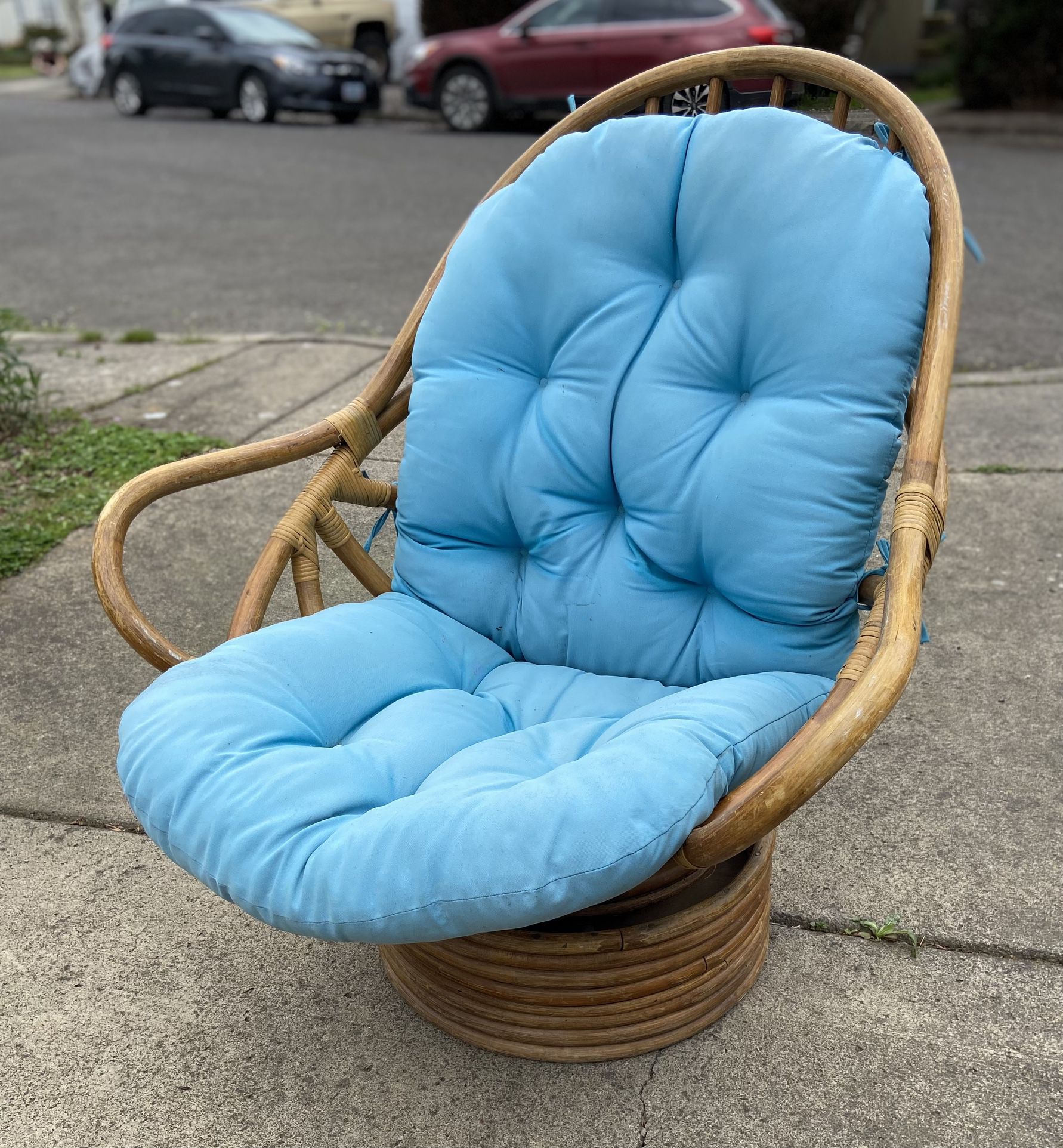 Vintage Rattan Swivel Chair - Delivery Available!