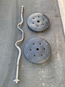 Curl Bar and Weights