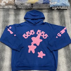 Size X-Large Sp5der Web Blue Pink “555” Beluga Hoodie FW23