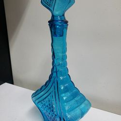 Rare Azure Blue Textured Decanter w/ Stopper