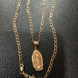 Cadena Y Virgen 14k 