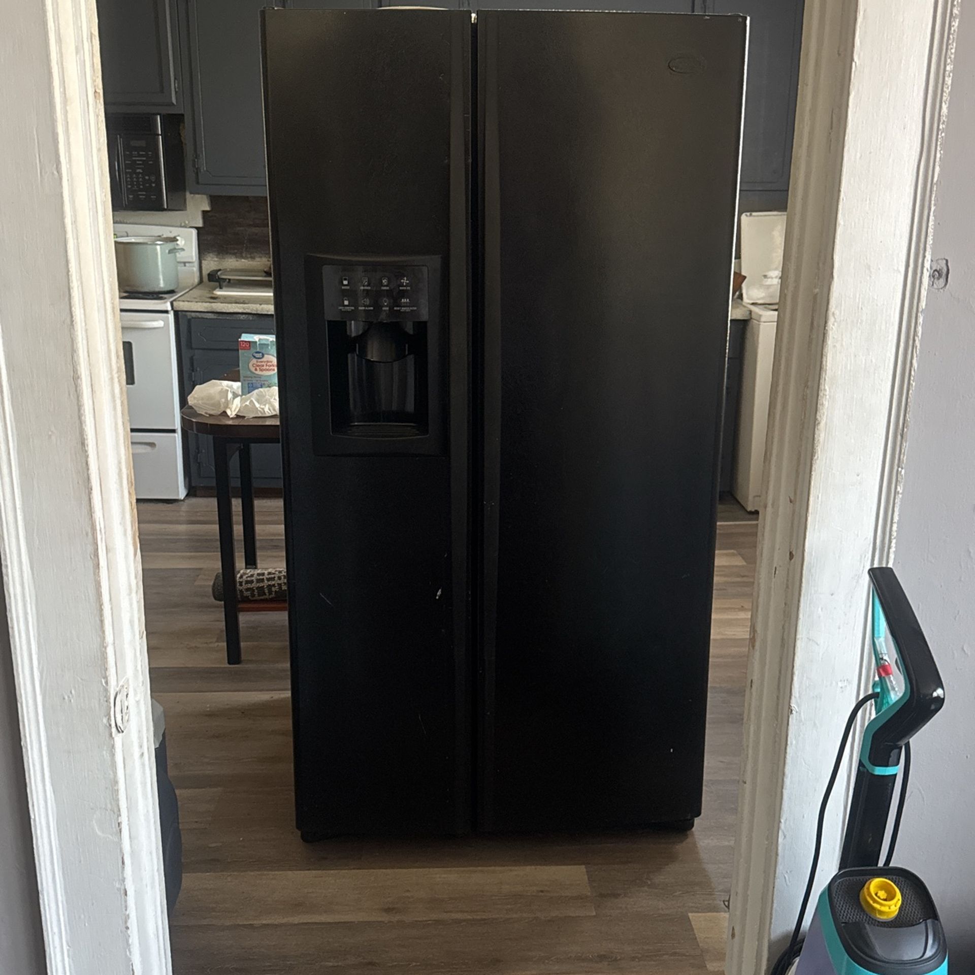 Black refrigerator double door works great