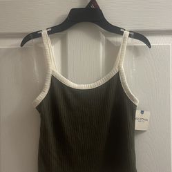 Brand New Olive Green & White Crop Top Size S Juniors 