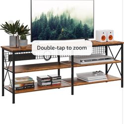 WLIVE TV Stand for 65 70 inch TV, Entertainment Center with Cable Management, TV Console with Storage Shelves, Steel Frame, Wood Board, for Living Roo