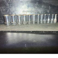 Snap On 112TMMDSY 1/4 Drive 12pc Metric Semi Deep Socket Set