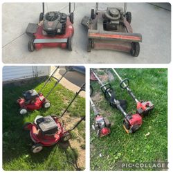 Push lawnmowers and weed-eaters