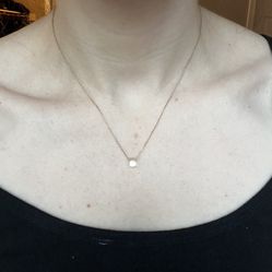 Rose Gold Teardrop Gem Necklace 16”