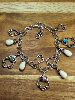 Carolyn Pollack Sterling Silver Cascades Charm Bracelet , 7.5"