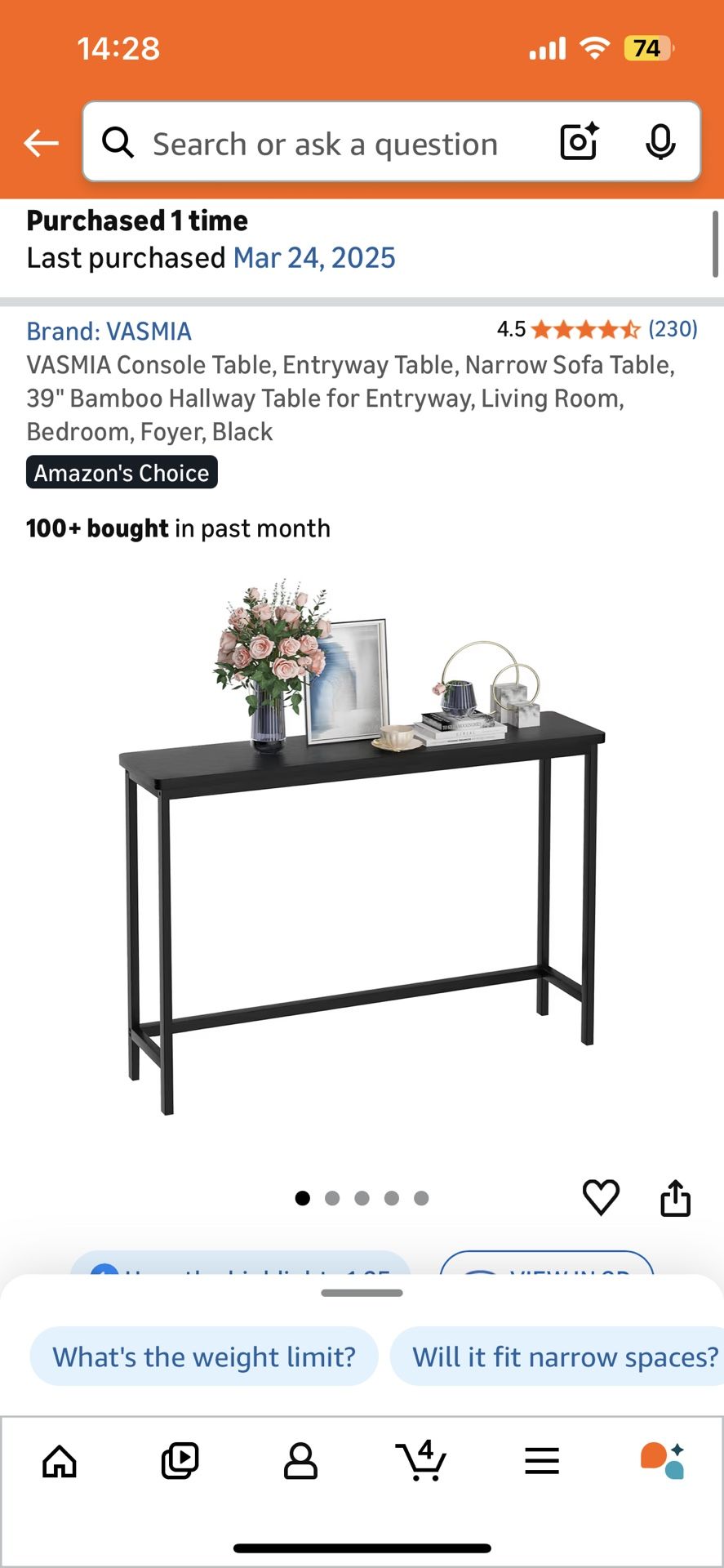Black Foyer Table 